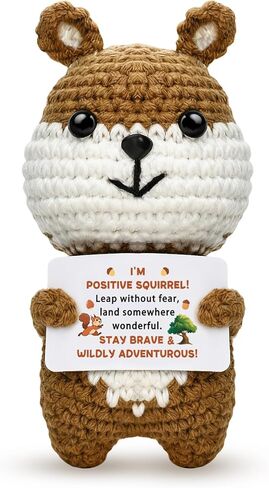 Fall Gifts for Women Men Friend Besite Mini Positive Crochet Squirrel Animals Encouragement Gift for Birthday Christmas Thanksgiving Home Office Decor in Saudi Arabia