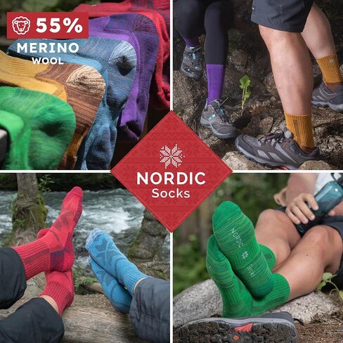 NORDIC جوارب صوف ميرينو خفيفة الوزن للمشي لمسافات طويلة للرجال والنساء، طاقم من 5 قطع، للجنسين، مضاد للبثور in Kuwait