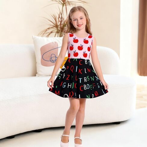 First Day of School Girls Outfits for Girls Sleeless Dress Kids Summer Casual Sundress in Saudi Arabia
