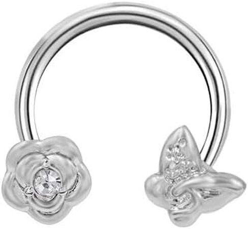 16G Horseshoe Septum Rings F136 Titanium CZ Flower Paw Butterfly Nose Septum Rings Septum Jewelry Dainty Daith Helix Tragus Cartilage Earrings Body Piercing Jewelry 10mm in Saudi Arabia