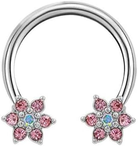 16G Horseshoe Septum Rings F136 Titanium CZ Flower Paw Butterfly Nose Septum Rings Septum Jewelry Dainty Daith Helix Tragus Cartilage Earrings Body Piercing Jewelry 10mm in Saudi Arabia
