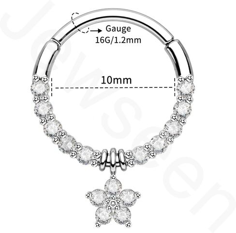 حلقات حاجز من اليهودات FLOWER 16G، مجوهرات حاجز فولاذي جراحي 316L، مجوهرات ثقب الفرس المفصلية، حلقة حلق على شكل حلزون غضروف الزنمة للنساء in Saudi Arabia