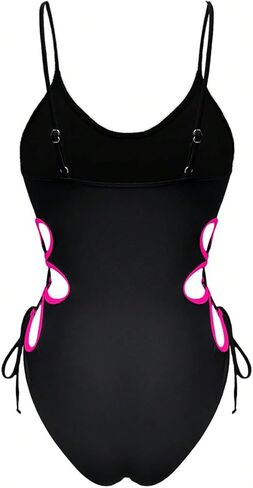OYOANGLE Women's One Piece Swimsuit Spaghetti Strap Lace Up Cut Out Bathing Suits Beachwear in Saudi Arabia
