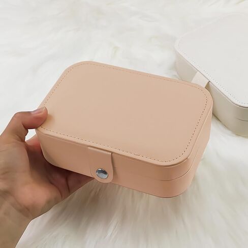 Travel Jewelry Box for Women, PU Leather Jewelry Organizer with Storage for Earrings, Rings, Necklaces – Portable & Stylish Gift for Women (Pink) in Saudi Arabia