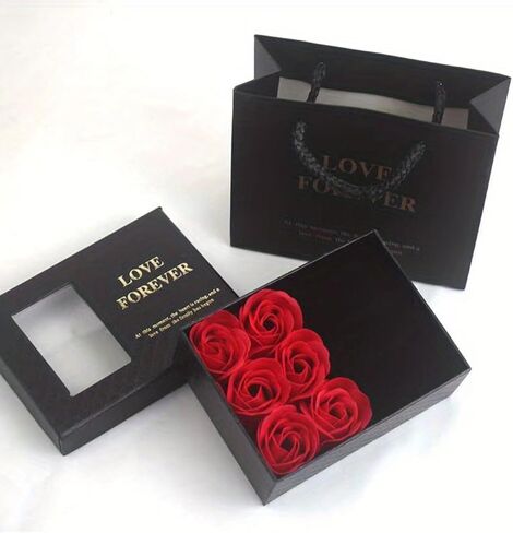Rose Ring Box Jewelry Gifts Box Eternal Rose Necklaces Bracelets Box Valentine's Day Christmas Thanksgiving Birthday Romantic for Women Her Mom Wife Girlfriend-6 roses in Saudi Arabia
