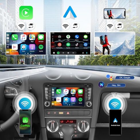 راديو سيارة 2G+32G لسيارة Audi A3 S3 RS3 مع CarPlay لاسلكي Android Auto 7 بوصات Android 13 راديو شاشة تعمل باللمس ستيريو بلوتوث نظام تحديد المواقع والملاحة WiFi FM/RDS وحدة رئيسية + كاميرا احتياطية AHD in Saudi Arabia