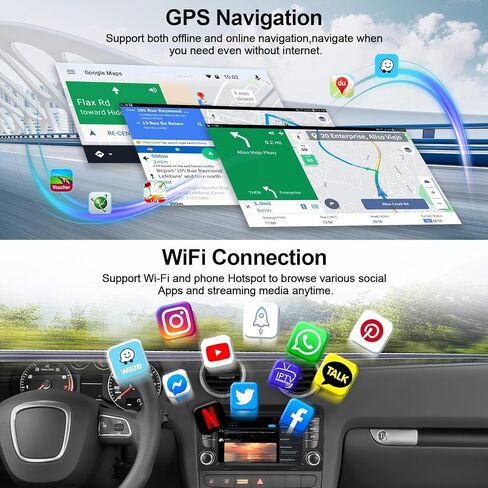 راديو سيارة 2G+32G لسيارة Audi A3 S3 RS3 مع CarPlay لاسلكي Android Auto 7 بوصات Android 13 راديو شاشة تعمل باللمس ستيريو بلوتوث نظام تحديد المواقع والملاحة WiFi FM/RDS وحدة رئيسية + كاميرا احتياطية AHD in Saudi Arabia