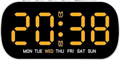 Multi-functio Large Digital Alarm Clocks, Bedroom Alarm Clock with Temperature Date Display Table Clock, Adjustable Volume Clock for Living Room_Yellow in Saudi Arabia