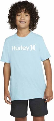 Hurley Big Boys' One and Only Solid T-Shirt - Blue Gaze/White in Saudi Arabia