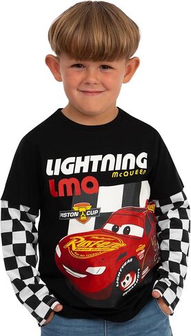 Disney Pixar Cars Lightning McQueen Shirt, Lightning McQueen Boys Shirts, Boys Long Sleeve Shirt in Saudi Arabia