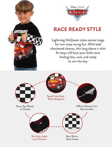Disney Pixar Cars Lightning McQueen Shirt, Lightning McQueen Boys Shirts, Boys Long Sleeve Shirt in Saudi Arabia