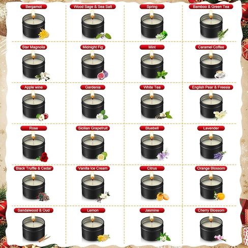 Nuanchu 24 Pack Christmas Scented Candles Gift Set Red Cardinal Candle for Her Him 2oz Natural Soy Wax Jar Long Lasting Aromatherapy Bulk Favors Set for Christmas Party Home Decor in Saudi Arabia