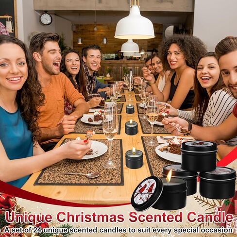 Nuanchu 24 Pack Christmas Scented Candles Gift Set Red Cardinal Candle for Her Him 2oz Natural Soy Wax Jar Long Lasting Aromatherapy Bulk Favors Set for Christmas Party Home Decor in Saudi Arabia