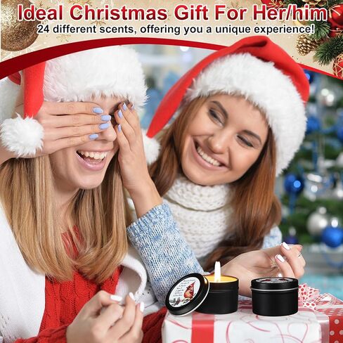 Nuanchu 24 Pack Christmas Scented Candles Gift Set Red Cardinal Candle for Her Him 2oz Natural Soy Wax Jar Long Lasting Aromatherapy Bulk Favors Set for Christmas Party Home Decor in Saudi Arabia