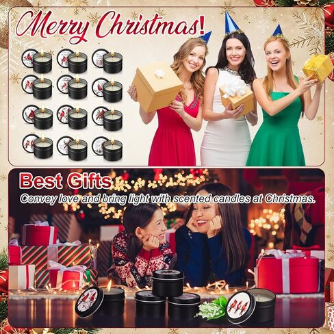 Nuanchu 24 Pack Christmas Scented Candles Gift Set Red Cardinal Candle for Her Him 2oz Natural Soy Wax Jar Long Lasting Aromatherapy Bulk Favors Set for Christmas Party Home Decor in Saudi Arabia