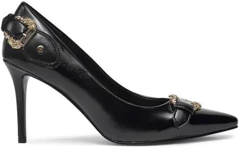 Versace Jeans Couture Womens Black Leather Baroque Buckle Stiletto Pumps in Saudi Arabia