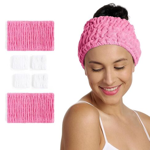 Turbie Twist 2-Pack Turbie Band and 4-Pack Turbie Wrist Bands for Beauty, Travel, Gifting - Cotton Headbands for Personal Care - Comfortable, Extra-Wide Spa Headband - For All Hair Types - Capri in Saudi Arabia