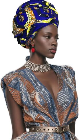 African Head Wraps- Gele Head Wraps for Women,shawl，with Bold Wax Print Patterns，For Natural Hair Protection in Saudi Arabia