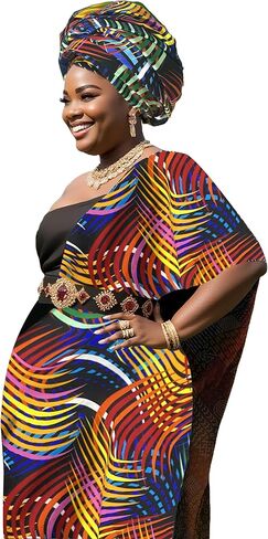 African Head Wraps- Gele Head Wraps for Women,shawl，with Bold Wax Print Patterns，For Natural Hair Protection in Saudi Arabia