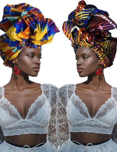 African Head Wraps- Gele Head Wraps for Women,shawl，with Bold Wax Print Patterns，For Natural Hair Protection in Saudi Arabia