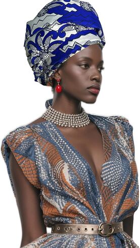 African Head Wraps- Gele Head Wraps for Women,shawl，with Bold Wax Print Patterns，For Natural Hair Protection in Saudi Arabia