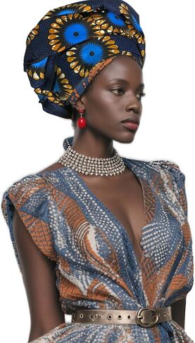 African Head Wraps- Gele Head Wraps for Women,shawl，with Bold Wax Print Patterns，For Natural Hair Protection in Saudi Arabia