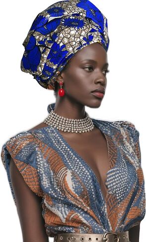 African Head Wraps- Gele Head Wraps for Women,shawl，with Bold Wax Print Patterns，For Natural Hair Protection in Saudi Arabia