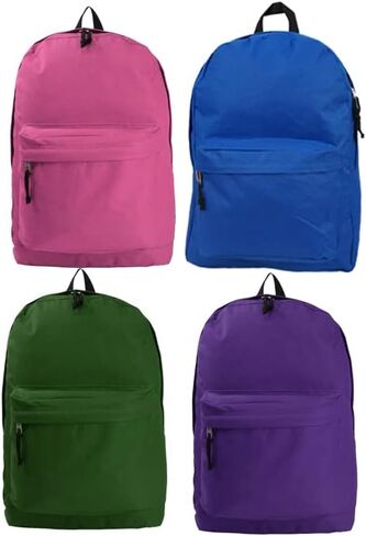 الجملة حقيبة الظهر الكلاسيكية 18 بوصة حقيبة الكتب الأساسية السائبة حالة رخيصة الكثير من 36pcs حقيبة مدرسية بسيطة حقائب الظهر الترويجية غير ربحية الطالب حقائب الكتب المدرسية خمر Daypack الأزرق الداكن in Kuwait