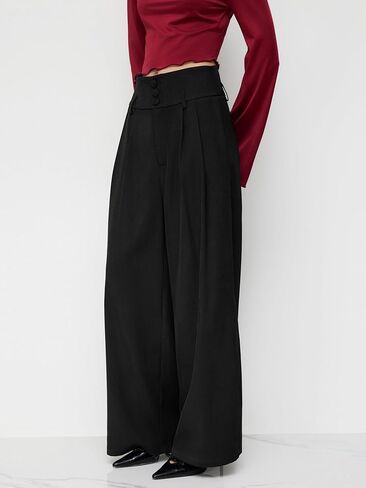 CIDER Wide Leg Pants High Waist Pleated Trousers Business Casual High Waist Work Office Trousers in Saudi Arabia