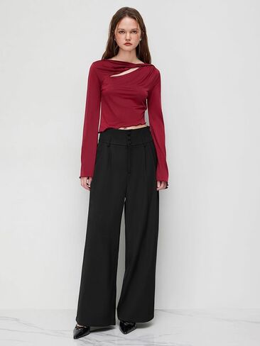 CIDER Wide Leg Pants High Waist Pleated Trousers Business Casual High Waist Work Office Trousers in Saudi Arabia