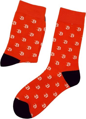 Men's Bitcoin Socks – Crypto BTC Novelty Crew Socks, Funny Cotton Sock for Men, Cryptocurrency Gift Idea in Saudi Arabia