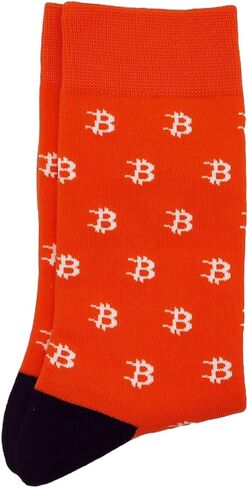 Men's Bitcoin Socks – Crypto BTC Novelty Crew Socks, Funny Cotton Sock for Men, Cryptocurrency Gift Idea in Saudi Arabia