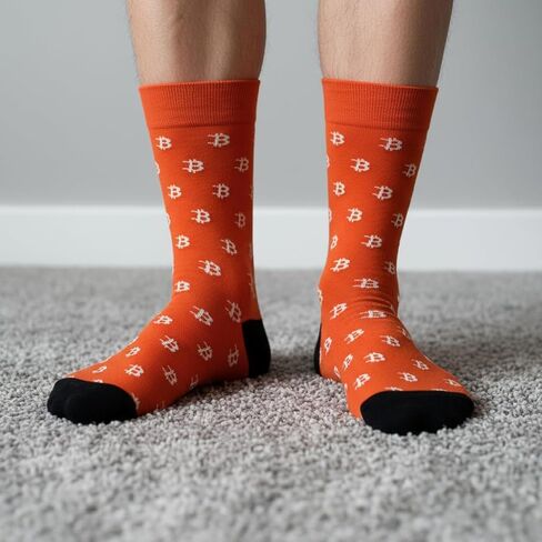 Men's Bitcoin Socks – Crypto BTC Novelty Crew Socks, Funny Cotton Sock for Men, Cryptocurrency Gift Idea in Saudi Arabia
