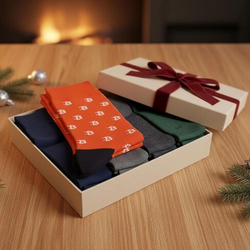 Men's Bitcoin Socks – Crypto BTC Novelty Crew Socks, Funny Cotton Sock for Men, Cryptocurrency Gift Idea in Saudi Arabia
