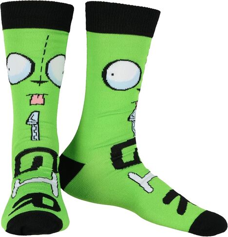 Invader Zim Socks Men's Zim and Gir Designs 2-Pair Adult Mid-Calf Crew Socks (Fits Shoe Size 6-12) in Saudi Arabia
