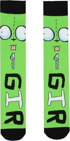 Invader Zim Socks Men's Zim and Gir Designs 2-Pair Adult Mid-Calf Crew Socks (Fits Shoe Size 6-12) in Saudi Arabia