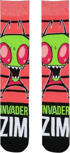 Invader Zim Socks Men's Zim and Gir Designs 2-Pair Adult Mid-Calf Crew Socks (Fits Shoe Size 6-12) in Saudi Arabia