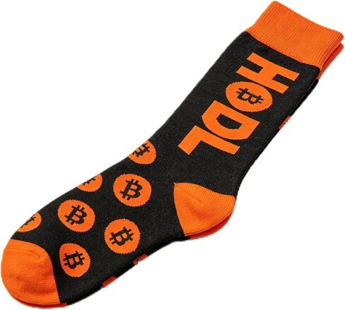 Men's Bitcoin Socks – Crypto BTC Novelty Crew Socks, Funny Cotton Sock for Men, Cryptocurrency Gift Idea in Saudi Arabia