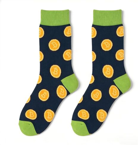 Men's Bitcoin Socks – Crypto BTC Novelty Crew Socks, Funny Cotton Sock for Men, Cryptocurrency Gift Idea in Saudi Arabia