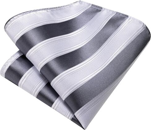 Mens Striped Tie and Pocket Square Set Silk Necktie Handkerchief Cufflinks Tie Clip Business Formal in Saudi Arabia