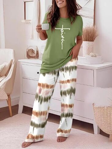 Womens 2 Pack Pajama Sets Long Sleeve Pajamas Top and Pants V Neck Soft Pjs Set Loungewear in Saudi Arabia