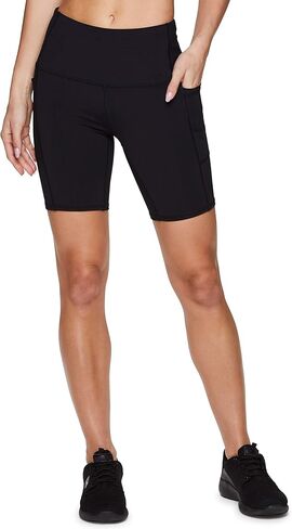 RBX Active Women's 5" Solid Ultra Hold High Waist Squat Proof Yoga Bike Short with Pockets Black 5-Inch S in Saudi Arabia