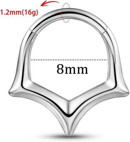 16G/8mm Nose Ring, ASTM F136 Titanium Septum Rings Helix Cartilage Clicker Hoop Earrings Silver Gold in Saudi Arabia