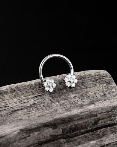 Jewseen Titanium Septum Rings 16g Internally Threaded Septum Jewelry Flower Daith Piercing Jewelry Flat Back Earrings Cartilage Stud for Women Men in Saudi Arabia