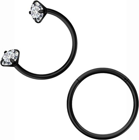 Lcolyoli 18G حدوة الحصان الأنف الدائري الجراحية الصلب متمحور الأنف خواتم الأطواق للنساء الرجال الزنمة اللولب Daith أقراط ثقب المجوهرات in Saudi Arabia