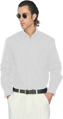 JustBlanks Men’s Dress Shirt Long Sleeve Poplin Button Down Shirts with Pocket Dress Shirt for Mens in Saudi Arabia