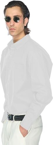 JustBlanks Men’s Dress Shirt Long Sleeve Poplin Button Down Shirts with Pocket Dress Shirt for Mens in Saudi Arabia