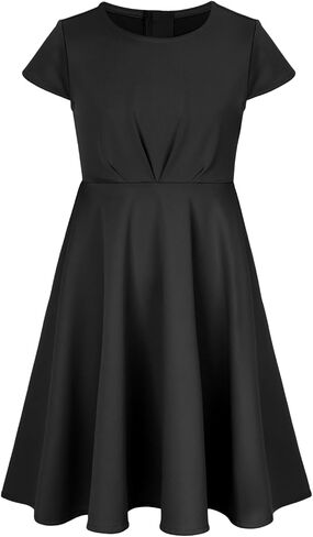 Girls Summer Dress Short Sleeve A-Line Twirl Skater Fit and Flare Dress with Pockets in Saudi Arabia
