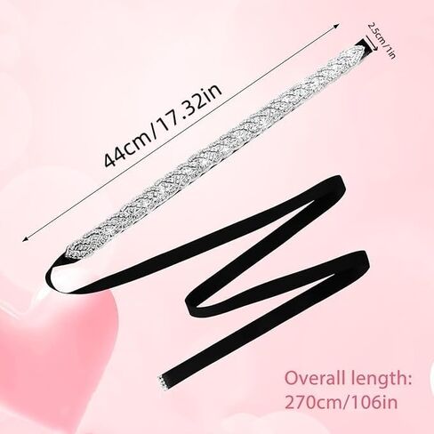 Rhinestone Bridal Sash Belt, Black and White Ribbon, Wedding Dress Accessory in Saudi Arabia