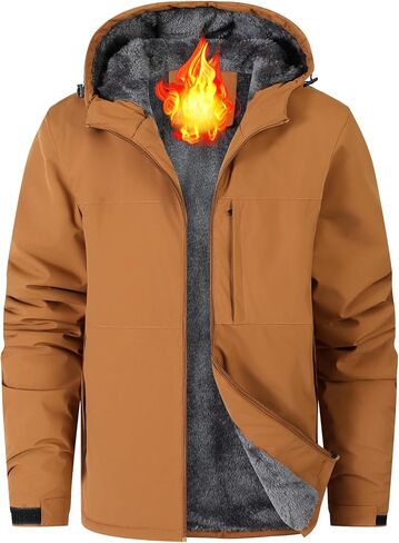 Men's Waterproof Ski Snow Jacket Fleece Lined Warm Winter Rain Jacket with Hood in Saudi Arabia